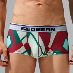 Seobean-men's underwear, sexy, low waist, color block boxer briefs, new