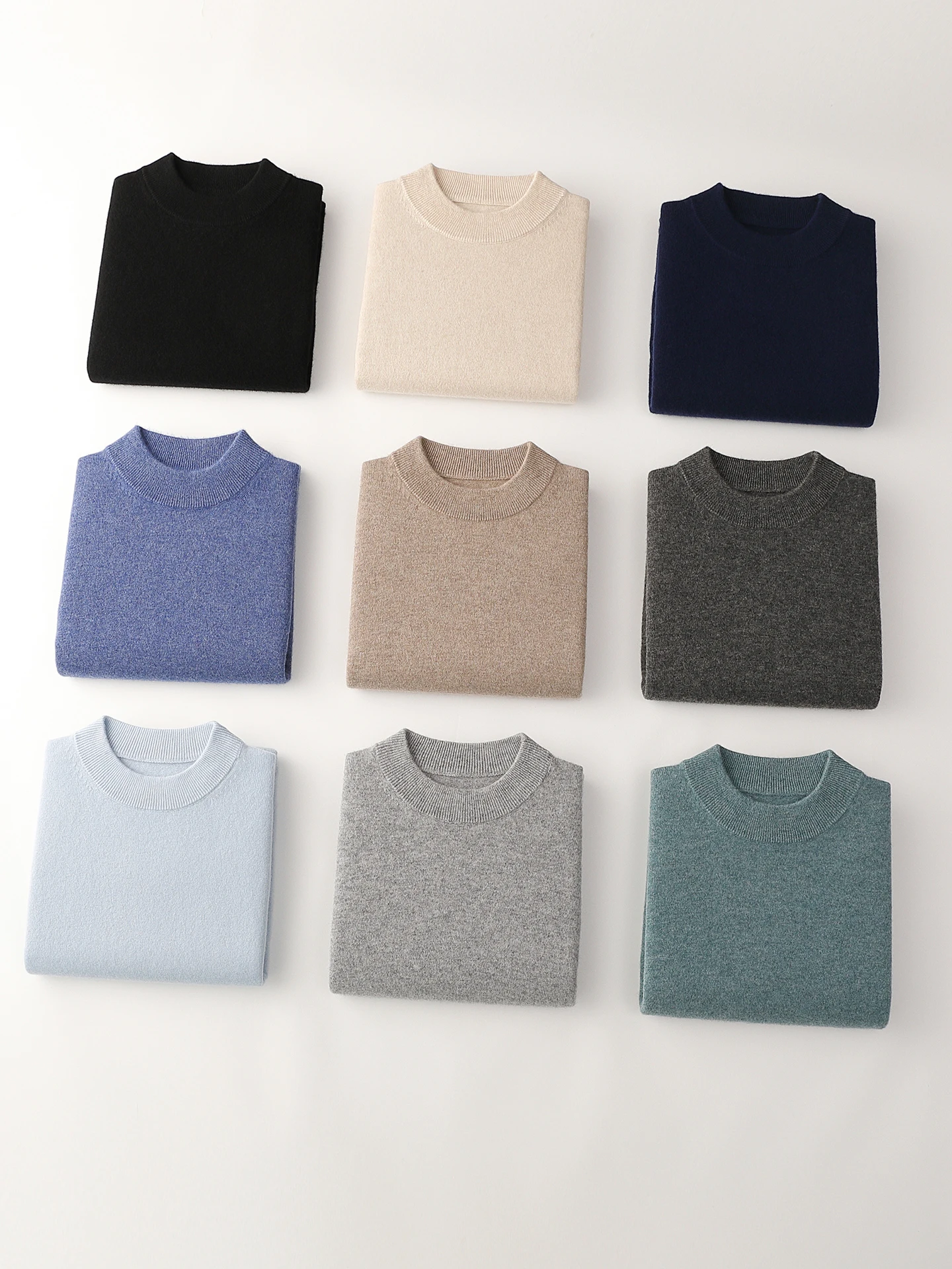 Smart Casual Autumn Winter Man Sweater Basic 100% Merino Wool Knitwear Mock Neck Pullover Men Cashmere Long Sleeve Clothing Tops