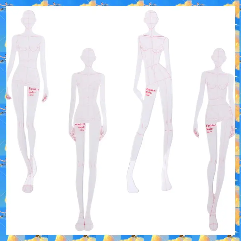 FTS ファッションイラスト定規スケッチテンプレート定規縫製ヒューマノイドパターンデザイン衣類測定