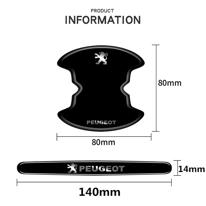 Car Door Handle Anti Scratch Bowl Protector Anti Collision Strip For Peugeot 208 2008 308 3008 408 508 5008 4008 206 307 RCZ