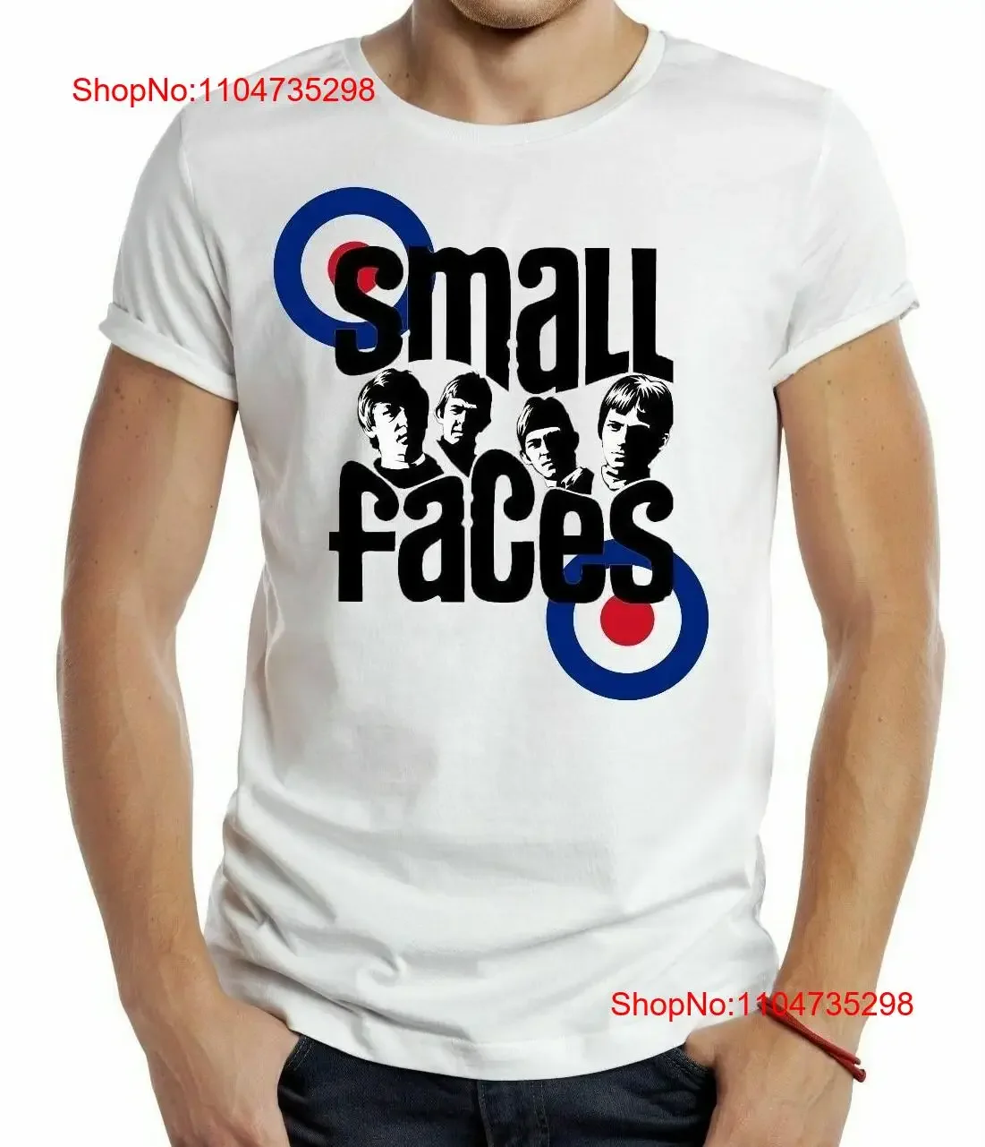 Small Faces LOGO BADGE T shirt MUSIC MOD BAND ALBUM TEE WHITE FACE 60S Retro vintage Washed graphic designer clothes Soft