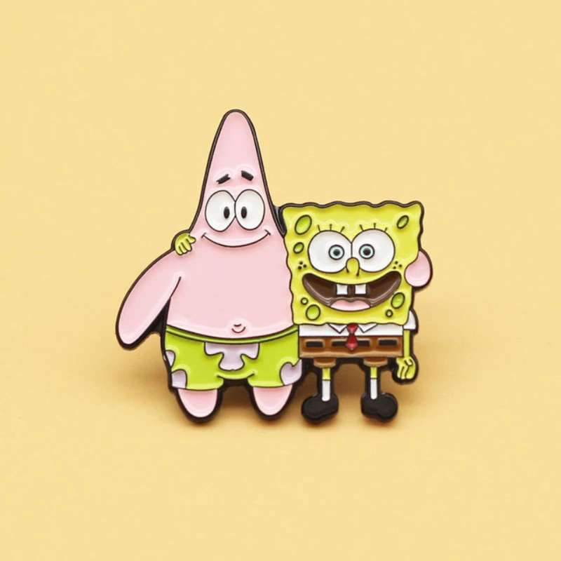 Sponge-bob Enamel Pins Brooch Anime Cartoon Metal Backpack Cute  Jewelry Accessory Design Pin Hat Backpack for Women Gifts