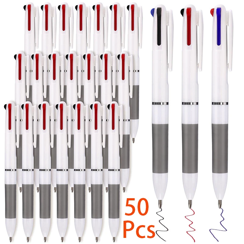 50Pcs 3-in-1 Multicolor Pen 3-Color Retractable Ballpoint Pens