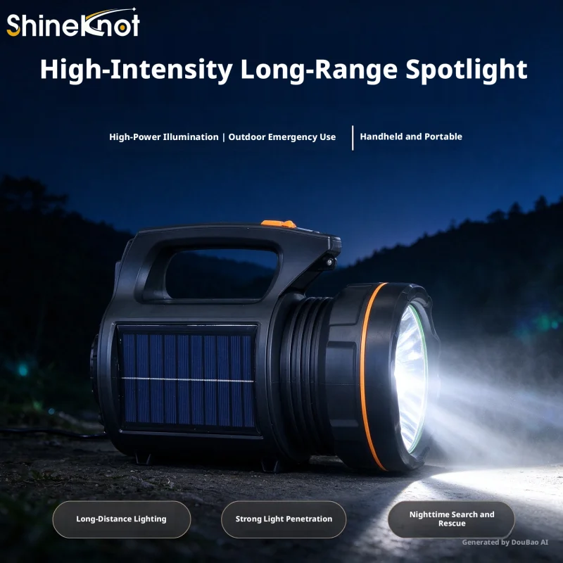SHINEKNOT Handheld Outdoor Patrol Light Waterproof High-Power Strong Light Illumination Solar Searchlight