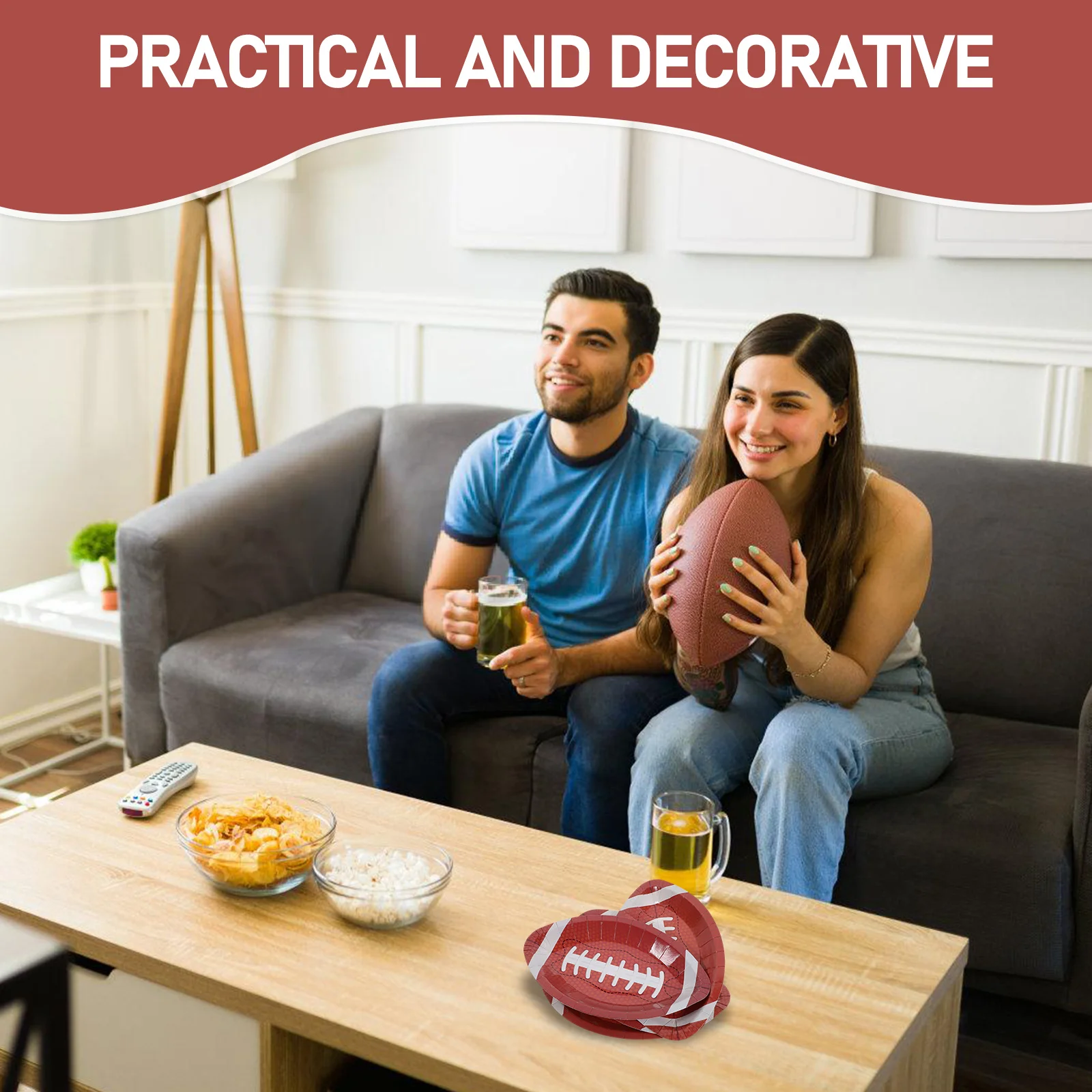 

20pcs Football Paper Plates Disposable Oval Dinner Plates Kids Birthday Party Decor Rugby Serving Trays Banquet Supplies