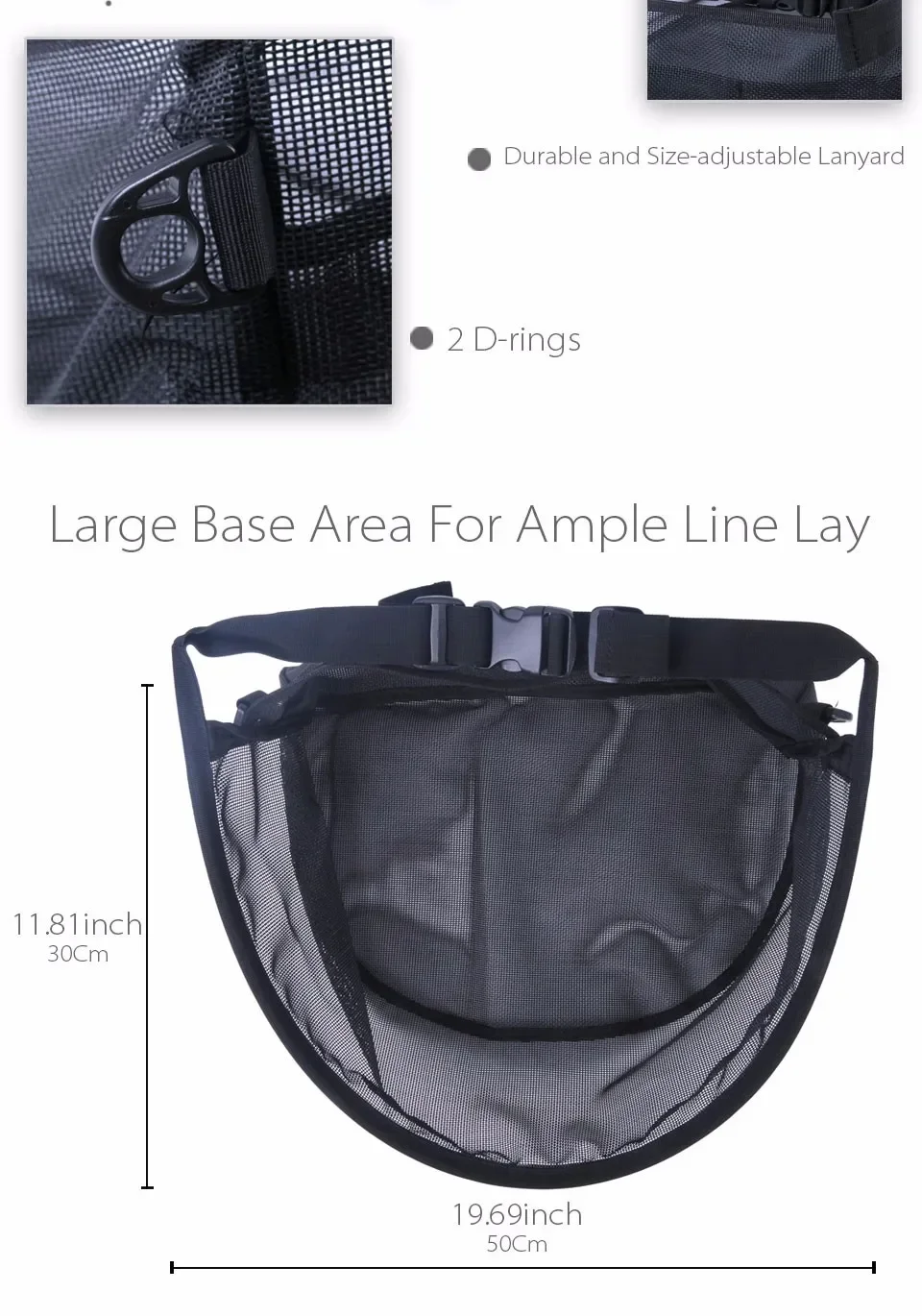 Maximumcatch FLSB/STBM Nylon Mesh Fly Fishing Stripping Basket with Flexible Rigid PVC Frame Quick-Dry Fly Fishing Bag