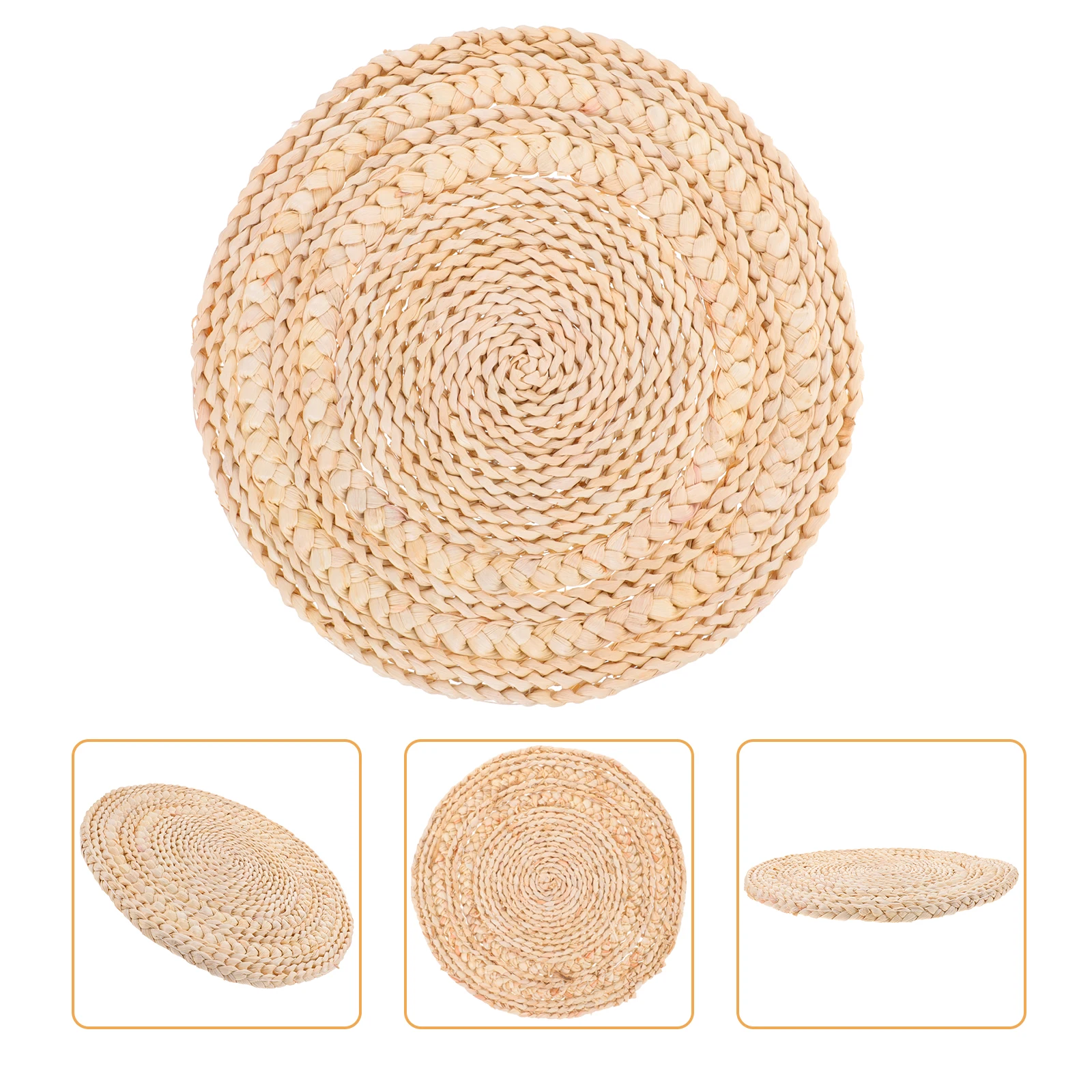 

Straw Woven Placemat Heat Resistant Round Dining Table Pad Braided Dish Mat Insulated Pot Coaster Household Woven Cushion
