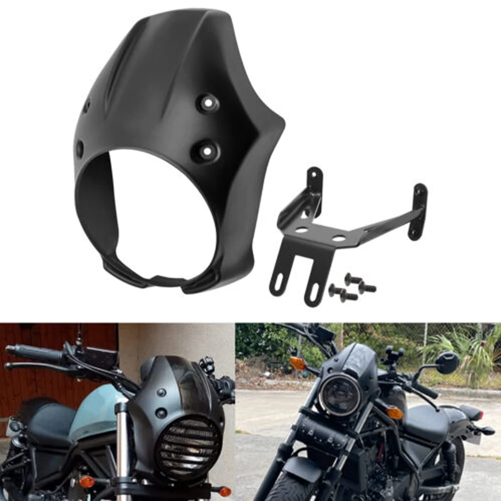 

Matte Black Motorcycle Front Headlight Fairing Cover Mask For Honda Rebel CMX 300 500 CMX300 CMX500 2017-2021