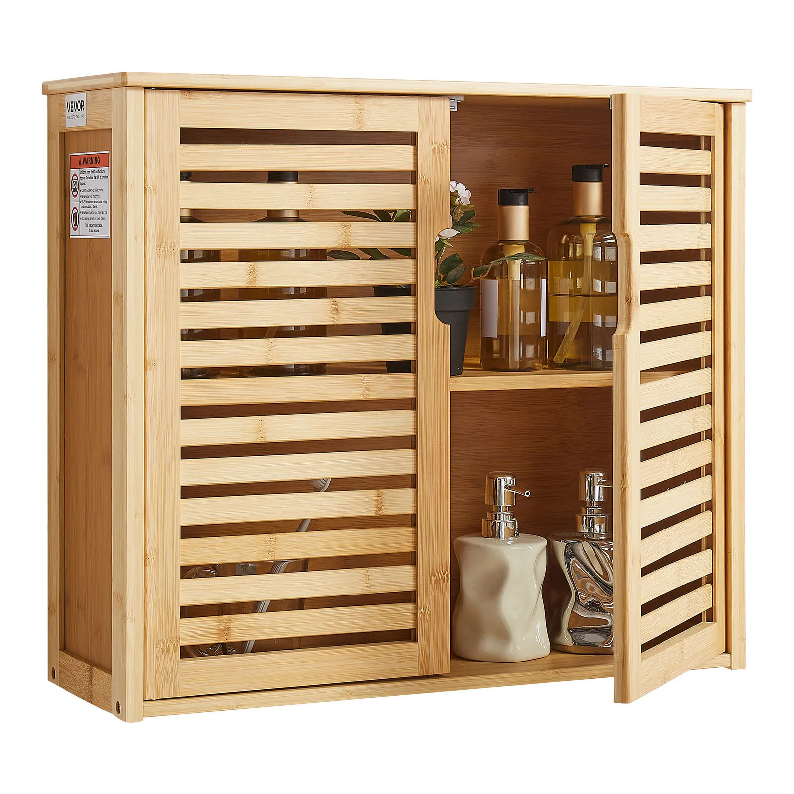 BathroomWallCabinetOverToiletStorageMedicineCabinet2DoorsShelves/2 cabinets and one partition shelf
