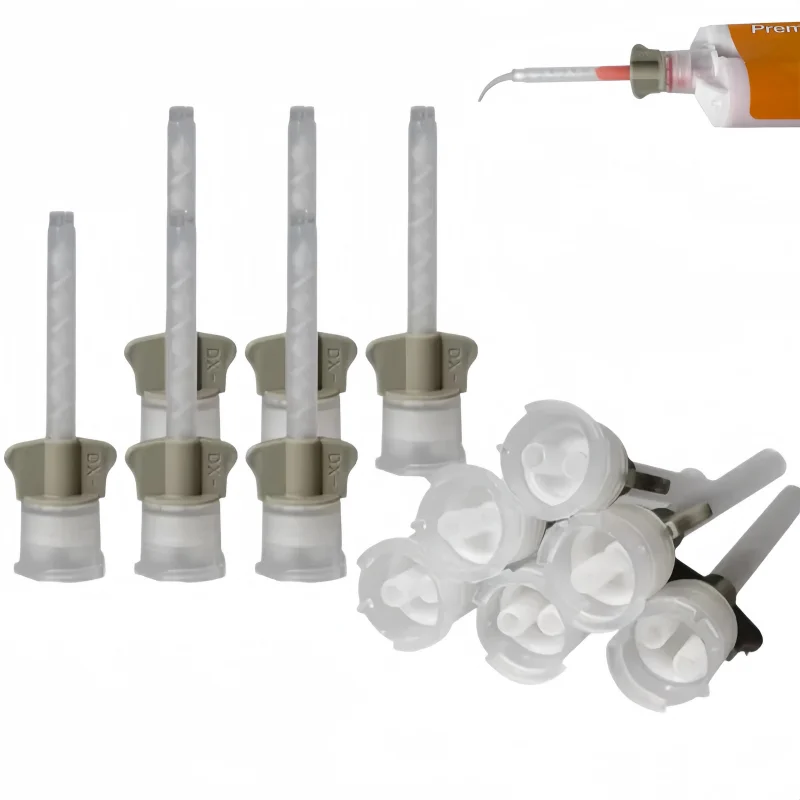 50pcs Dental Disposable Mixing Tips Dual Barrel Cartridge Automatic Mixing Head Universal Impression Material Mixer Head
