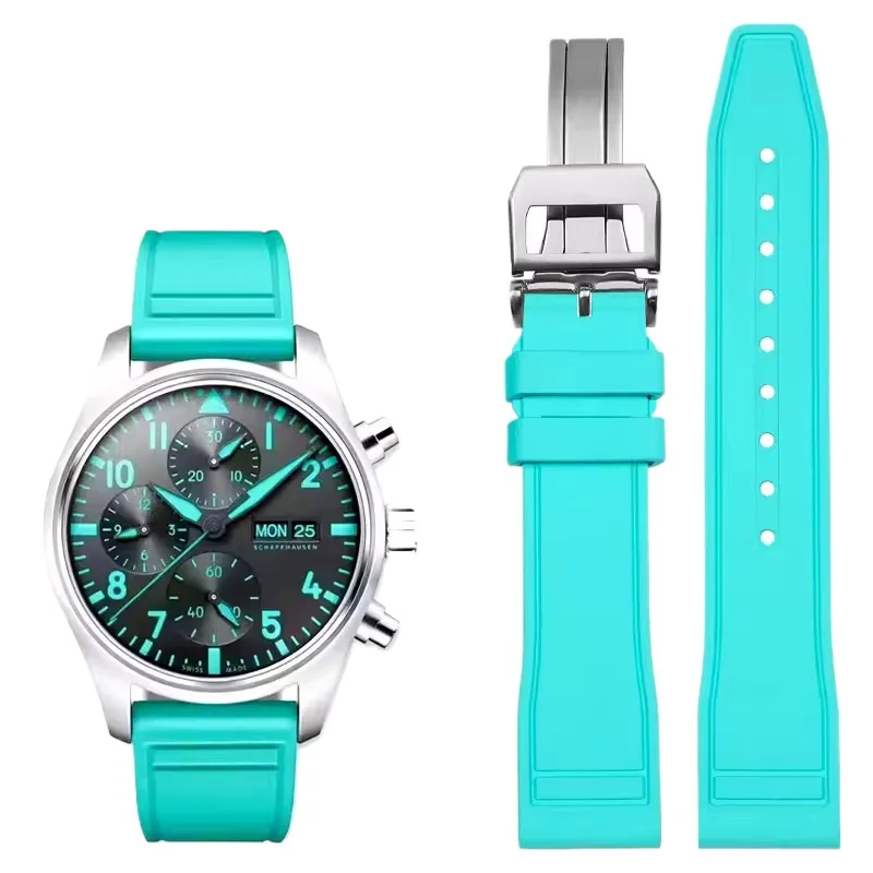 

Ремешок из фторкаучука 20 мм, 21 мм, 22 мм для IWC, каучуковый ремешок Pilot AMG Mark 18 Little Prince P7, мужской быстросъемный ремешок для часов Viton.