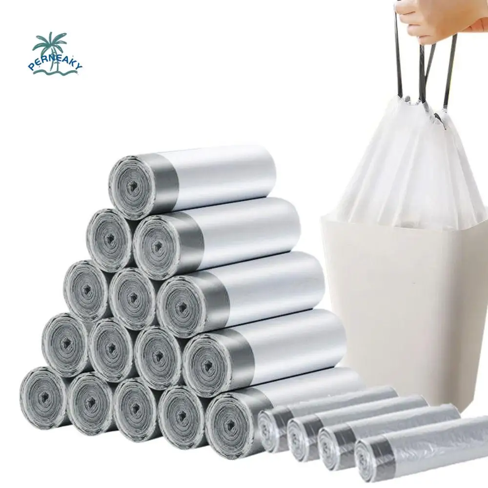 

4Rolls Portable Disposable Drawstring Trash Bags PE Material Leak-Proof Garbage Bags Odor-Control Wastebasket Bags Office