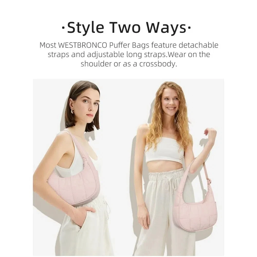 Neu mit verstellbarem Riemen, Handtasche, große Kapazität, Nylon-Unterarmtasche, wasserdicht, gesteppt, Puffer-Umhängetasche, Geschenk