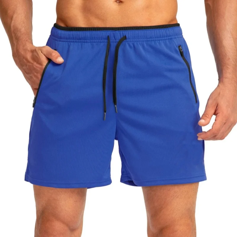 

2024 Men's Single-Layer Woven Quick-Drying Solid-Color Shorts for Running, Fitness, and Casual Wear (American Fifth Pant Style)
