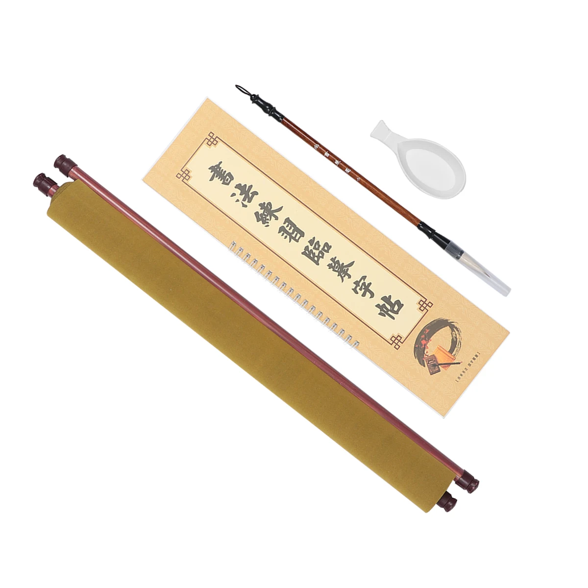 

4pcs Rice Water Writing Cloth Calligraphy Set Calligraphy Dish Brush Copybook Dish Safe Tool Supplies