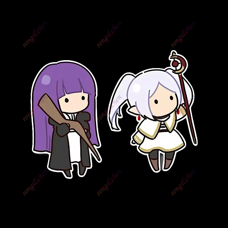 

Two Anime Girl Car Sticker Moony Frieren for Car Motorcycle Racing Helmet Laptop Trunk Body Car Window Surfboard PVC Vinyl Decal