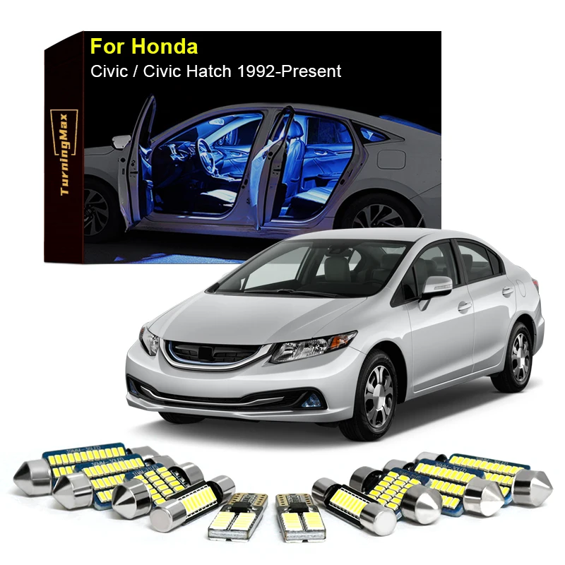 Canbus Interior Lighting LED Bulbs Kit Package For Honda Civic Hatch 1992-Now Trunk Dome Map Lights Indoor Lamps Car Accessories