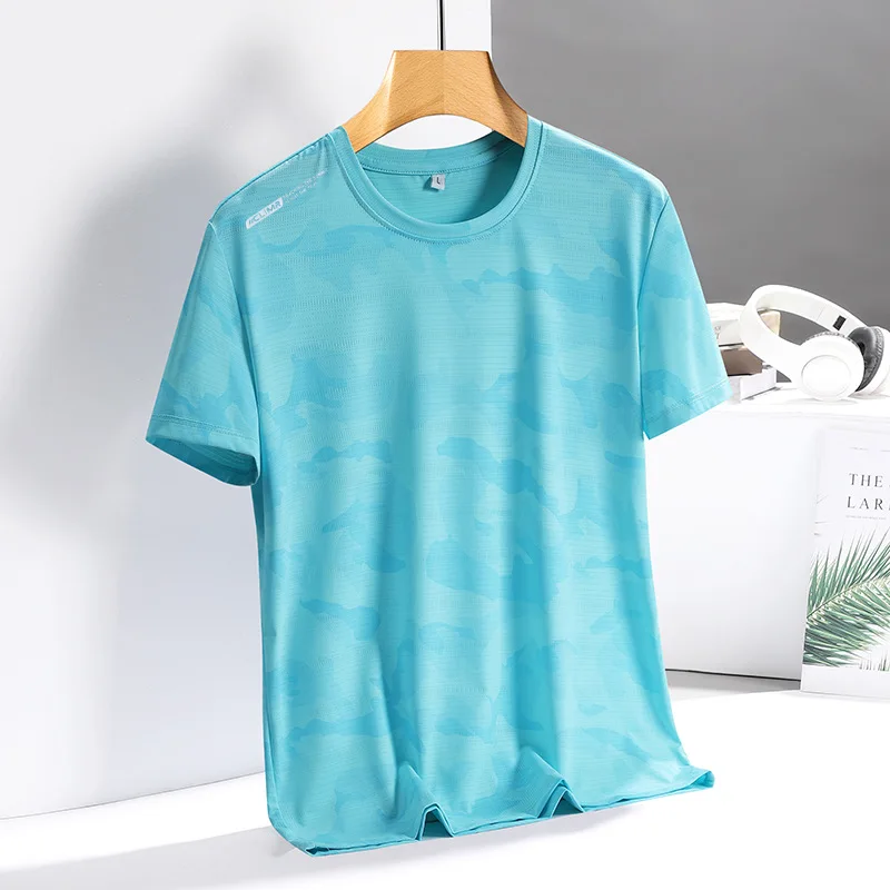 Women Ice Silk T-shirt Camouflage Summer Thin Breathable Short Sleeve Tops Loose Casual Female Running Gym Sports Tee Shirts