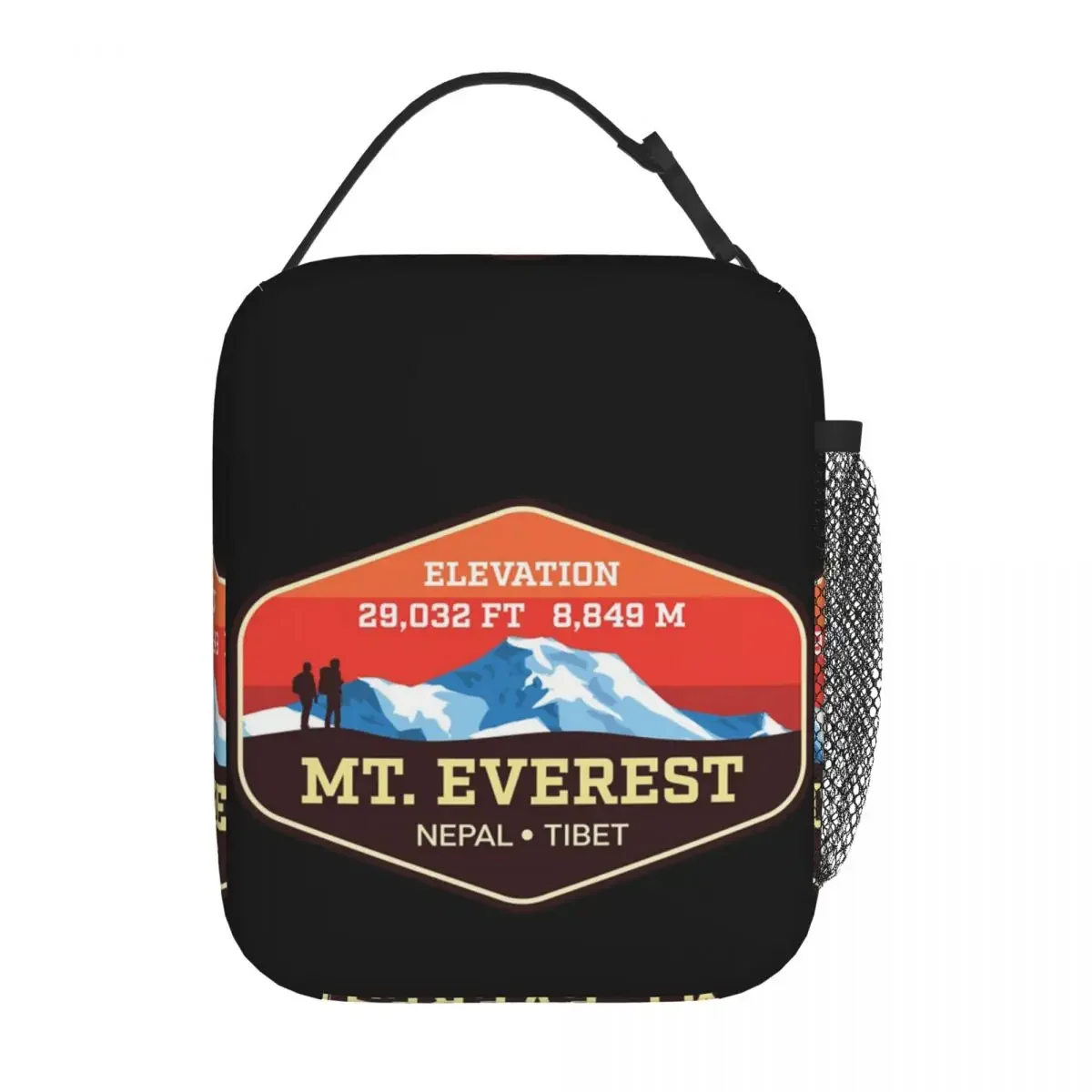 Mt Everest Nepal Tibet Colorful Mountain Trekking Badge Insulated Lunch Bag Children Portable Food Boxes Thermal Lunch Box Tote