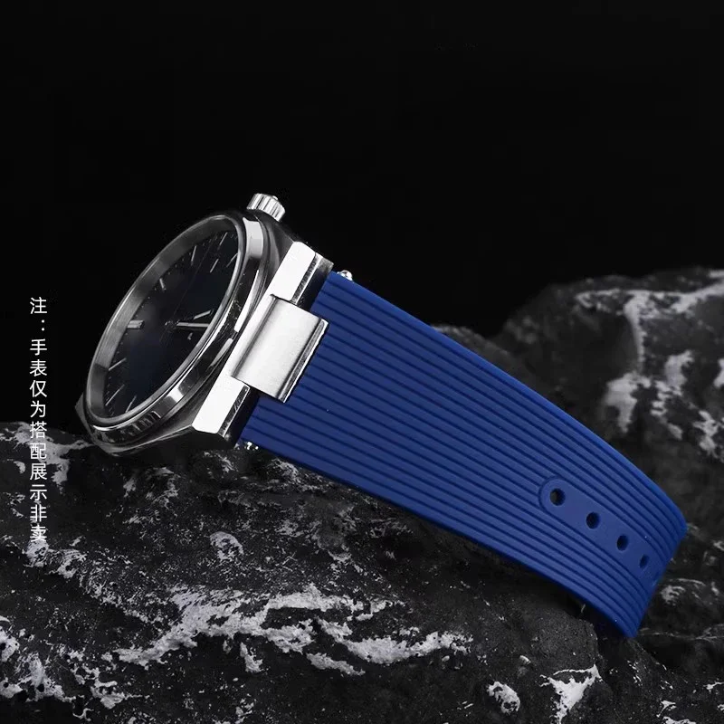 Мужской ремешок для часов 12 мм для Tissot PRX T137.407 T137.410, модный резиновый ремешок для суперплера, быстросъемный силиконовый браслет