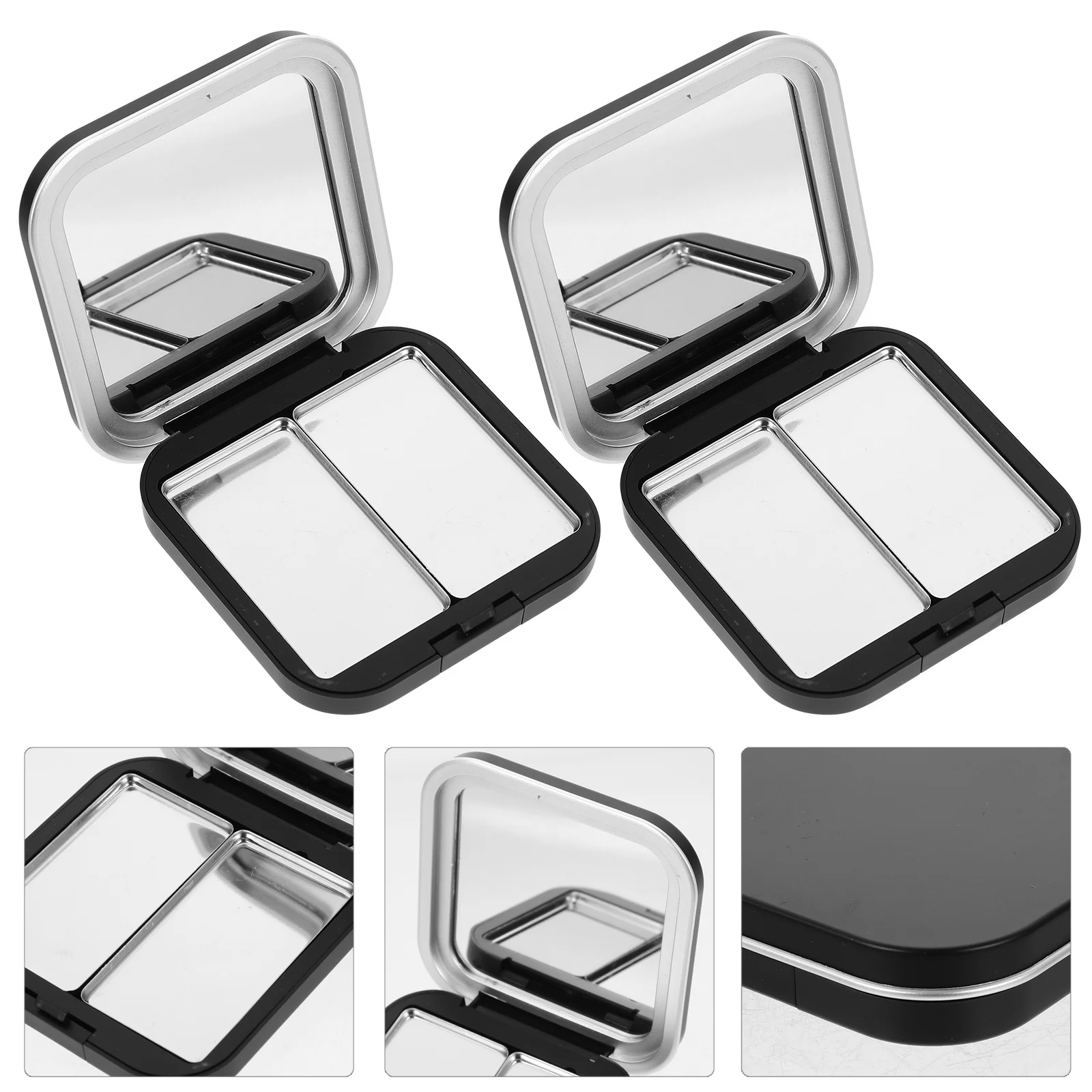 2 Pcs Makeup Cosmetics Eye Shadow Box Palate Empty Palates for Palettes Small Eyeshadow Black Lipstick Travel