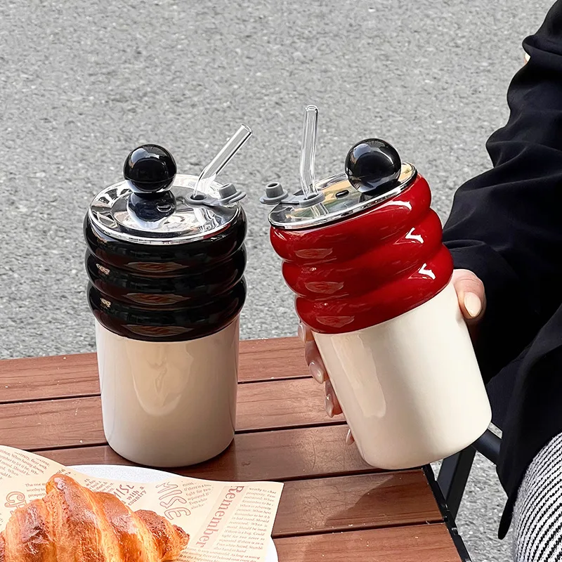 

Соломенная чашка для воды большой емкости, 650 мл, однослойная керамика, для использования в автомобиле, праздничный подарок, цветная кружка