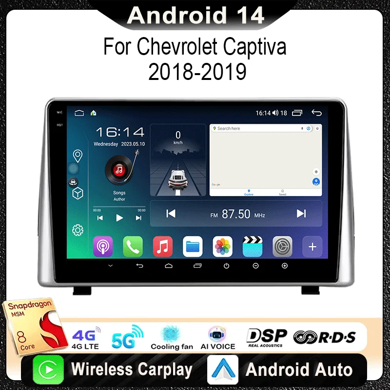 

For Chevrolet Captiva 2018 - 2019 Car Radio Multimedia Video Player Navigation Stereo GPS Android14 wireless Carplay