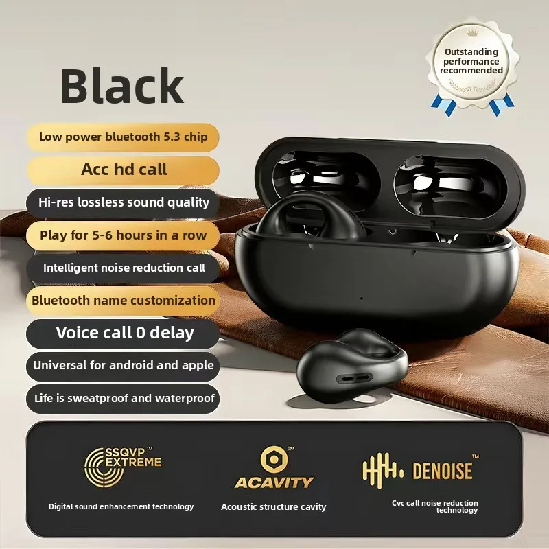 CEKACA New Wireless Open Clip On Earrings Comfortable Long Wear Bone Conduction Headset Moondrop Chu 2