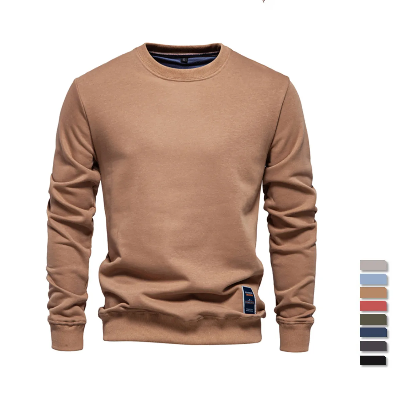 

Y2K Brand Quality Cotton-Blend Mens Oversized Sports Sweatshirts Casual Autumn Tops Men Solid Color Pullover Sweatshirt Techwear