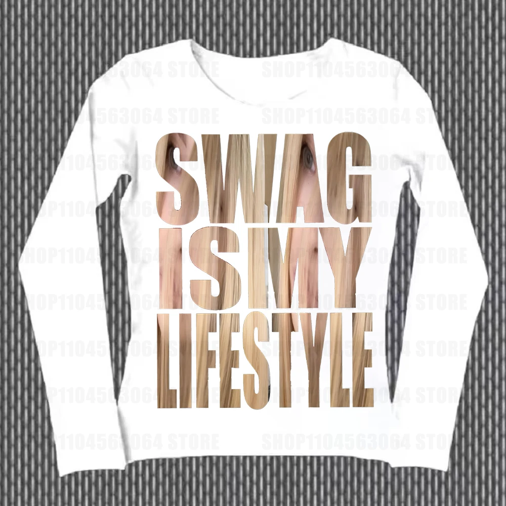 

Camouflage retro letter pattern long sleeved T-shirt slim fit punk Y2K top high street style city Harajuku rock women's T-shirt