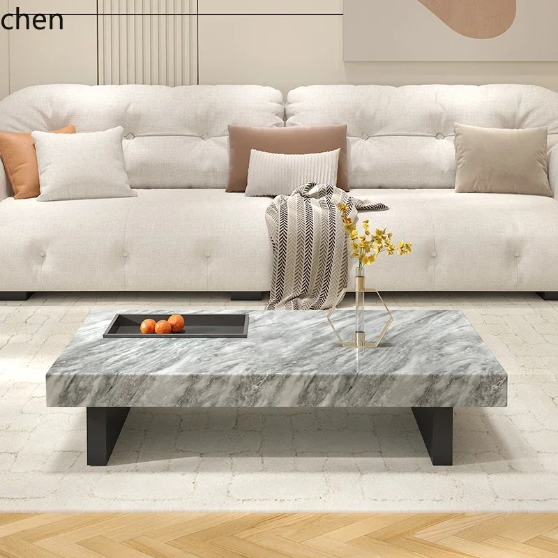 HXL Natural Marble Decal Coffee Table Light Luxury Minimalist Rectangular Home Use