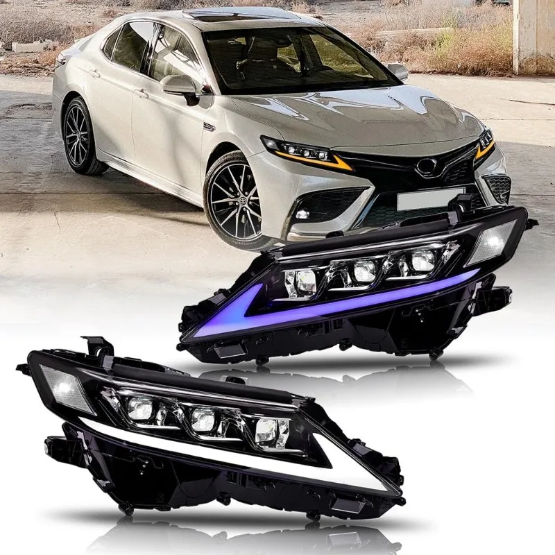 

1Set Headlights Assembly for Toyota Camry Accessories Triple Beam with Startup Animation and Sequential TurnSignals (2018-2024)