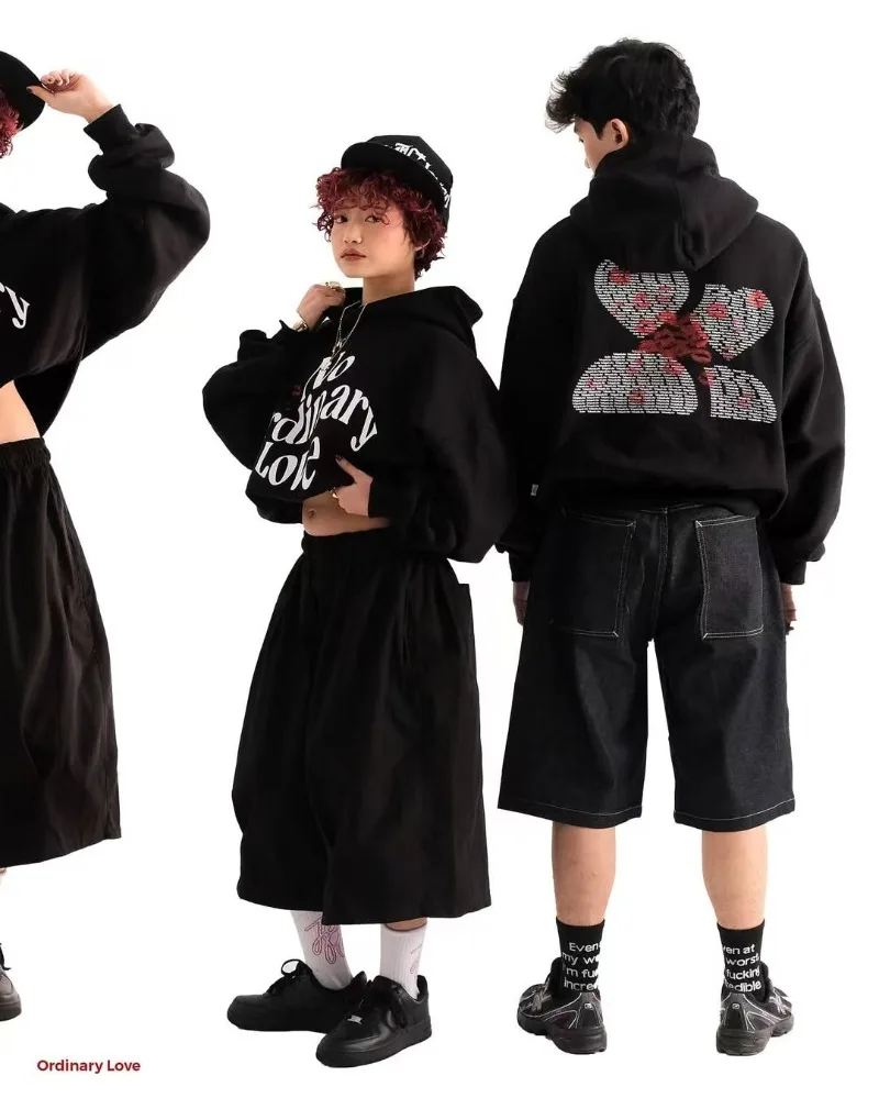 

Y2K American fashion Gothic Harajuku men pullover trendy hip-hop letter pattern hoodie couple punk loose casual sportswear