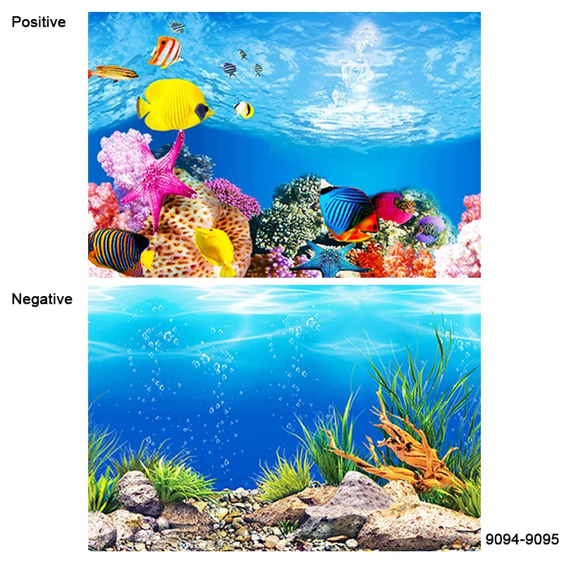 Aquarium Decoration Background Painting Fish Tank 3D Sticker Poster Aquarium Landscape Ocean Marine Plants Backdrop Accessories