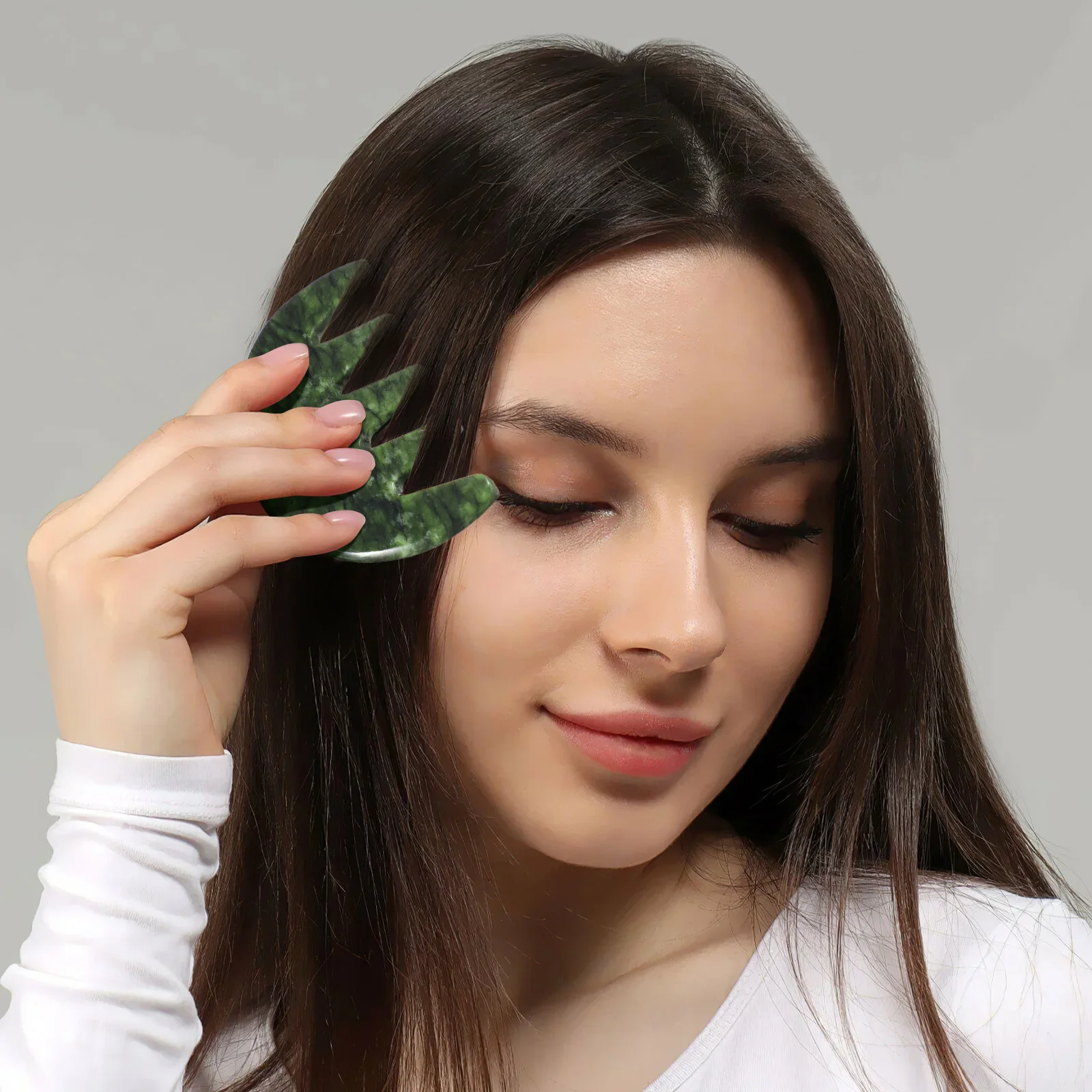 

Jade Massage Comb Hair Massager Combs Scalp Guiding Five-finger Massaging Gua Sha Father