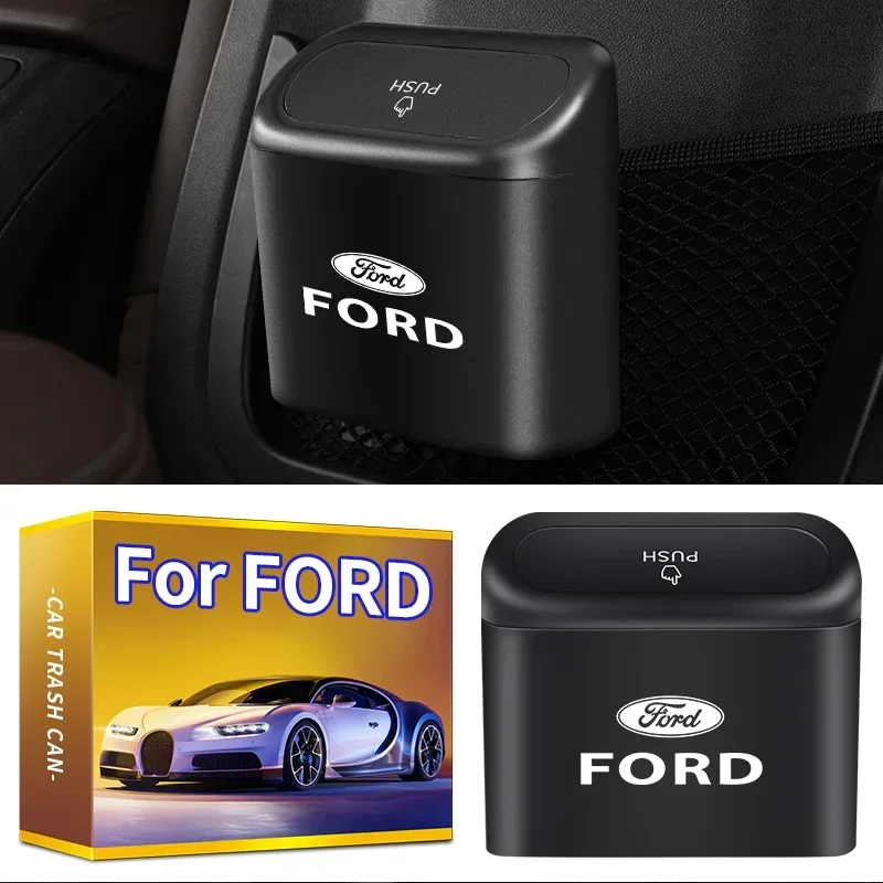 Car Trash Can Auto Organizer Storage Bag Car Garbage Bin For Ford Mustang Raptor Fiesta Focus 2 3 4 Mondeo Ecosport Kuga Fusion