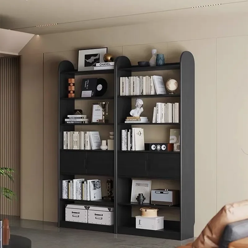 Italian Solid Wood Bookshelf Floor Standing Partition Shelf Wall Mounted Bookcase Simple Study Office File Cabinet Storage