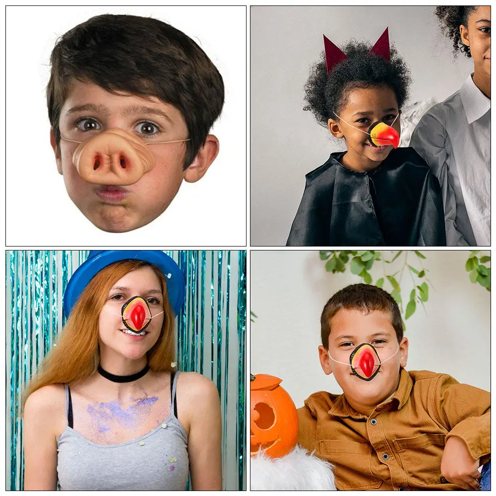 

2Pcs Fake Animal Nose Set Parrot Beak Pig Nose Cosplay Prop Lightweight Comfortable Party Costume Accessory for Themed Events