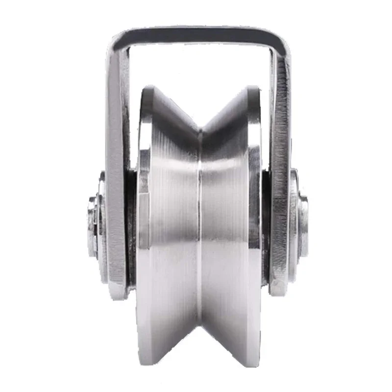 2 Inch V Type Pulley Roller 304 Stainless Steel Sliding Gate Roller Wheel Bearing for Material Handling and Moving Rope Lift Use