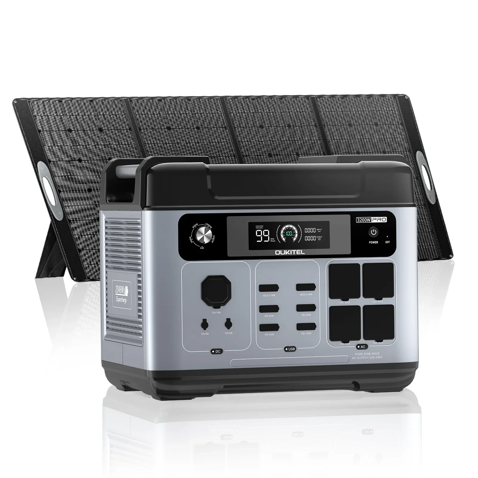 

OUKITEL New P2001 PRO 3200W Portable Power Station 2048Wh Lifepo4 Battery Solar Generator