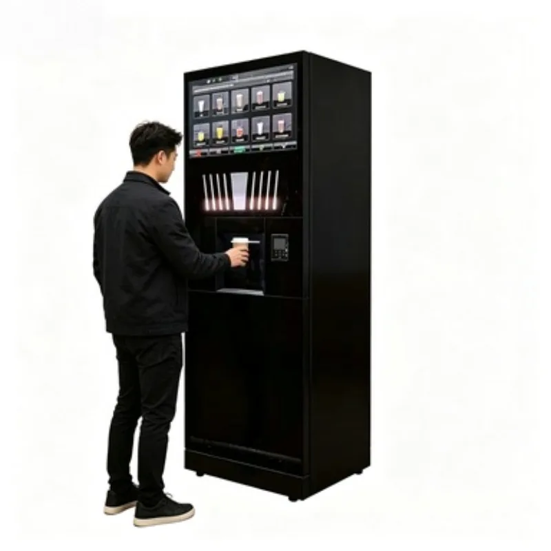 Self Service Coffee Vending Machine Floor Standing Large Capacity Powder Tank Remote Background Management Mall Kiosk Machine