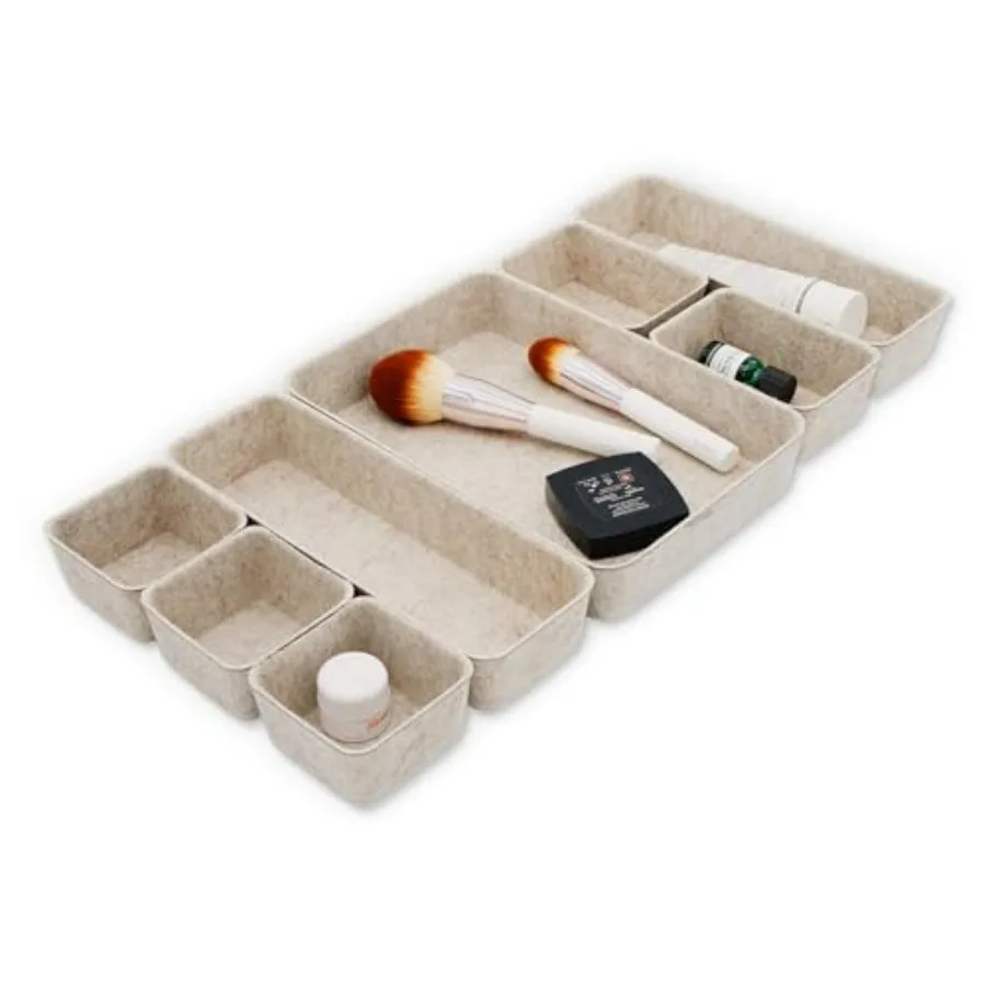 

Desk Drawer Organizer Tray, 8-Piece Beige Office Storage, Nordic Minimalist Lifestyle