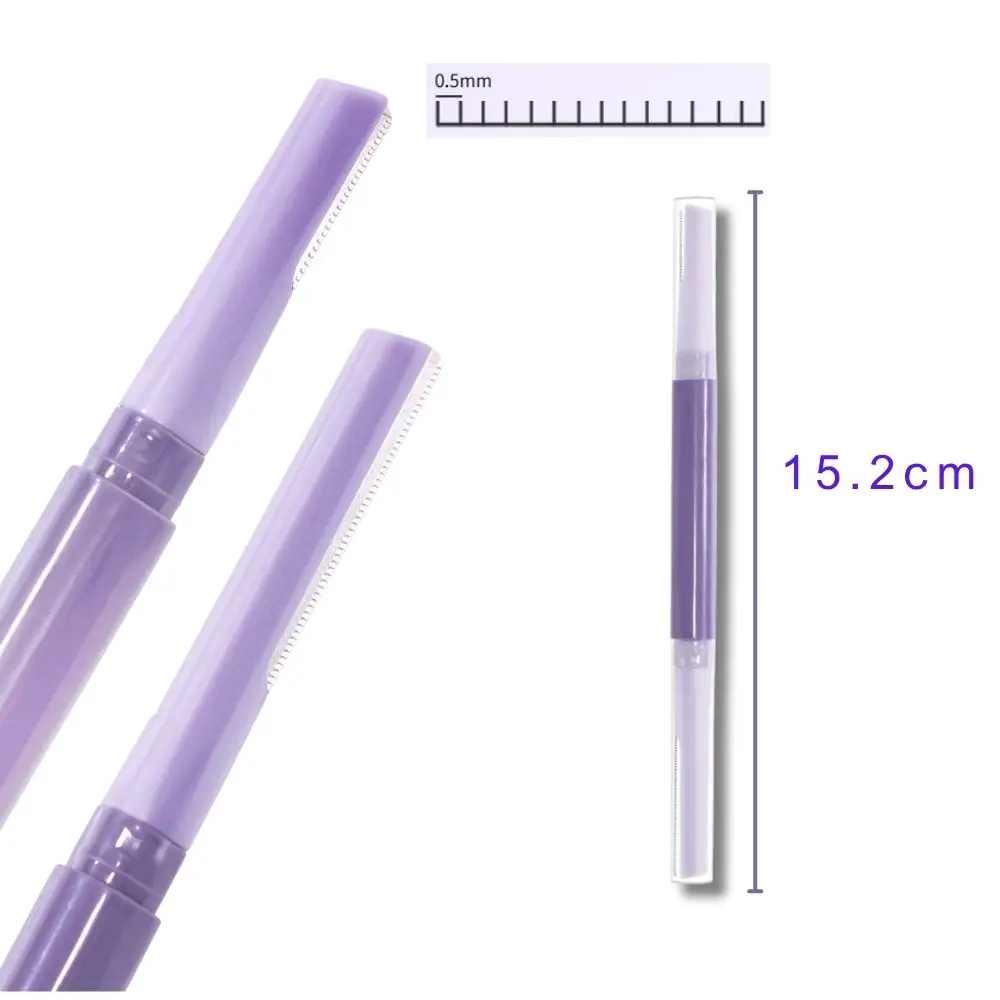 Nóż do przycinania brwi, fioletowy, dwustronny trymer do brwi - bezpieczny, przenośny trymer dla początkujących, narzędzie do usuwania włosów z twarzy