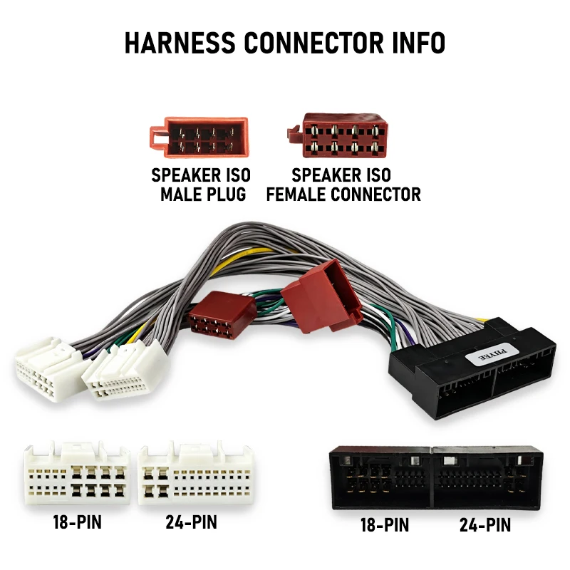 Car Audio T-Harness SOT Lead for Hyundai Kia 18Pin 24Pin, Add Amp Subwoofer ISO Speaker Signal Breakout Wire Harness, Plug&Play