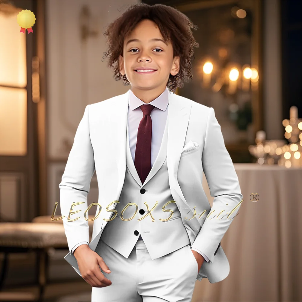 3-częściowy elegancki garnitur chłopięcy: marynarka, kamizelka, spodnie na wesele, przyjęcie koktajlowe, urodziny, występ, formalne wydarzenia.