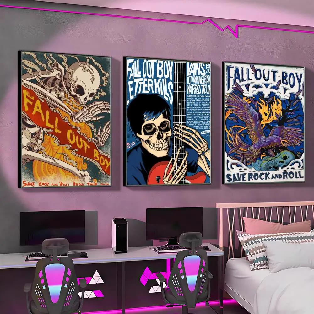 F-Fall Out Boy Band Poster Versatile HD Waterproof Wall Art Self-Adhesive Decor for Any Space Ideal Gift
