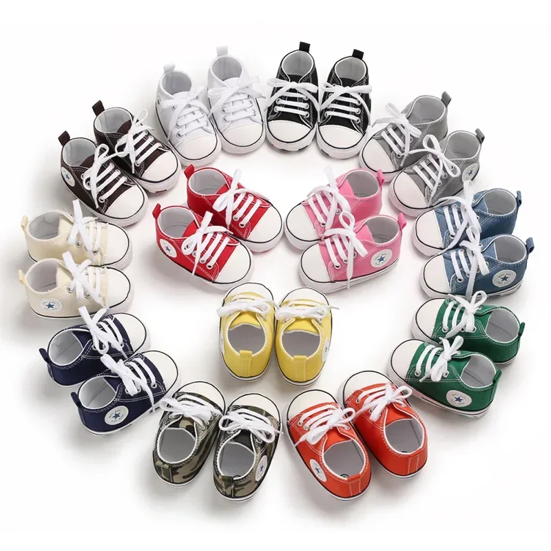 Canvas Sneakers Baby Boys Girls Shoes First Walkers Infant Toddler Anti-Slip Soft Sole Classical Newborn Baby Shoes 0-18 Month