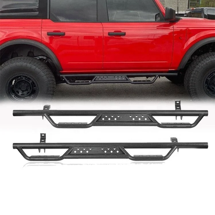 Accessories Steel Rock Rail Running Boards 2/4 Door Side Step Nerf for Ford Bronco 2021-2024 Car Grills