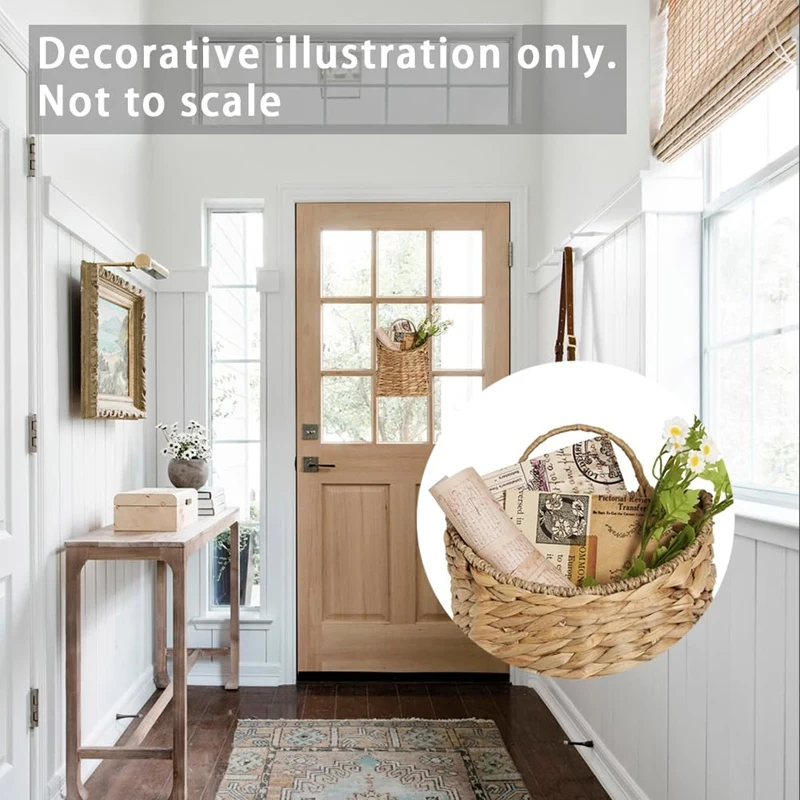 Hanging Basket for Front Door,Woven Wall Baskets for Flowers & Mails,Hangable Mount Storage Organize for Home,Garden-ABPX view 3