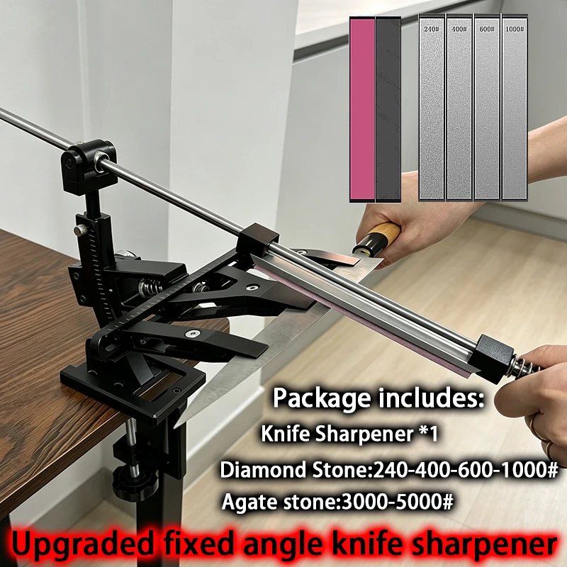 Fixed-angle Knife Sharpener, Upgraded  Finely Adjust The Sharpening Angle Professional Knife Sharpener, 360° Rotating Knife Sets